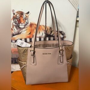 Michael Kors Pink and Gold Tote Bag